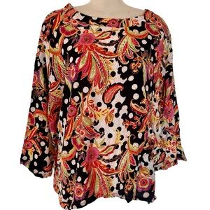 NWT Habitat Liv Tropical print boat neck light weight Dolman sleeve top XL